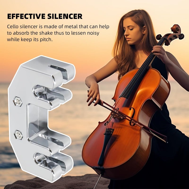Domofa Cello Mute Metal Violoncello Practice Silencer for Cello Replacement Parts (Silver) - Image 4